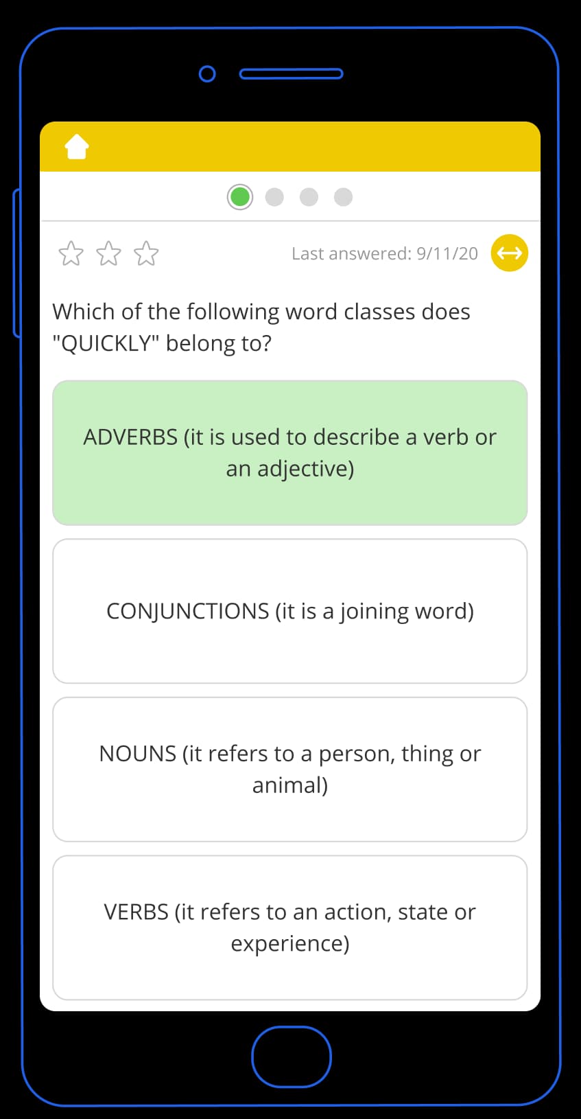 Example Tassomai English language question