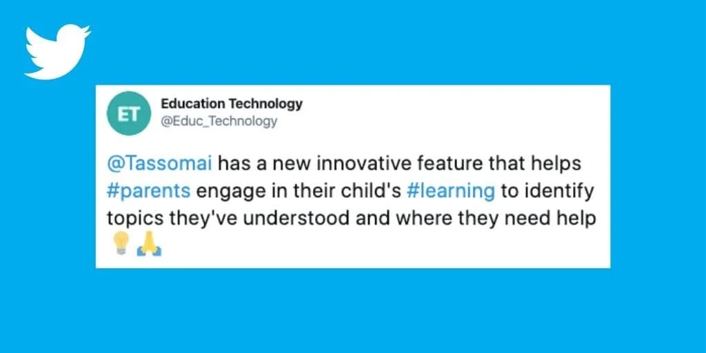 Tweet from Education Technology (@Educ_Technology) about Tassomai's new feature helping parents engage in their child's learning