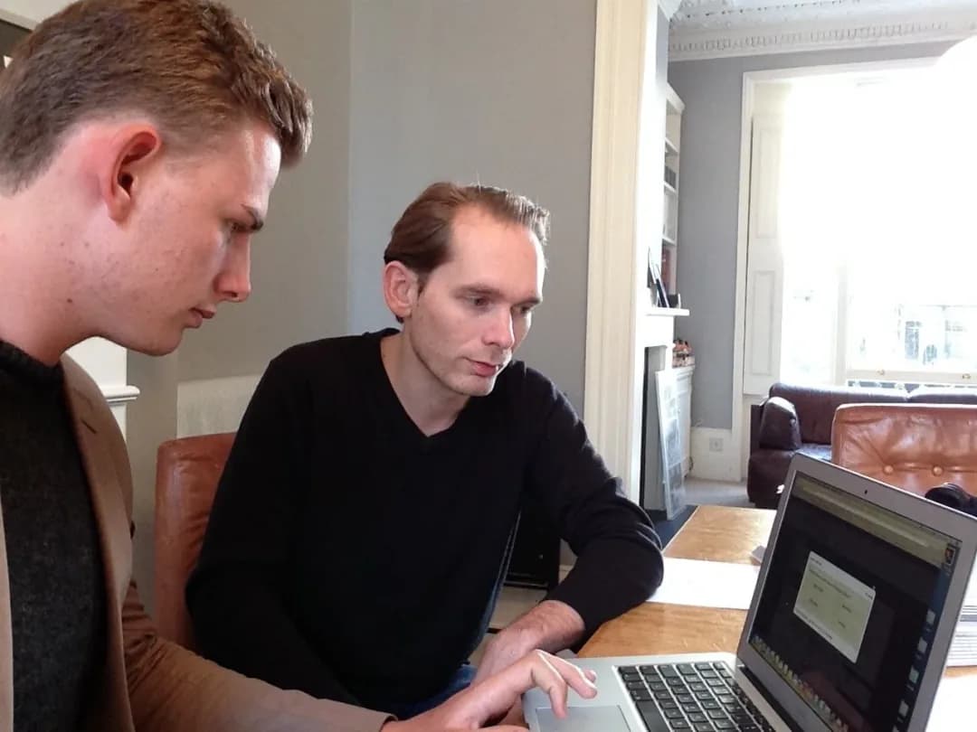 Murray Morrison teaching a student with the Tassomai app in 2014