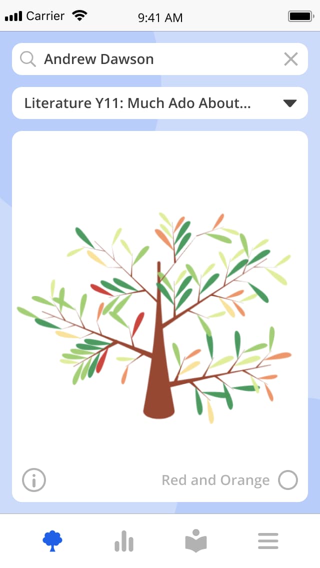 Tassomai teacher app showing a selected student