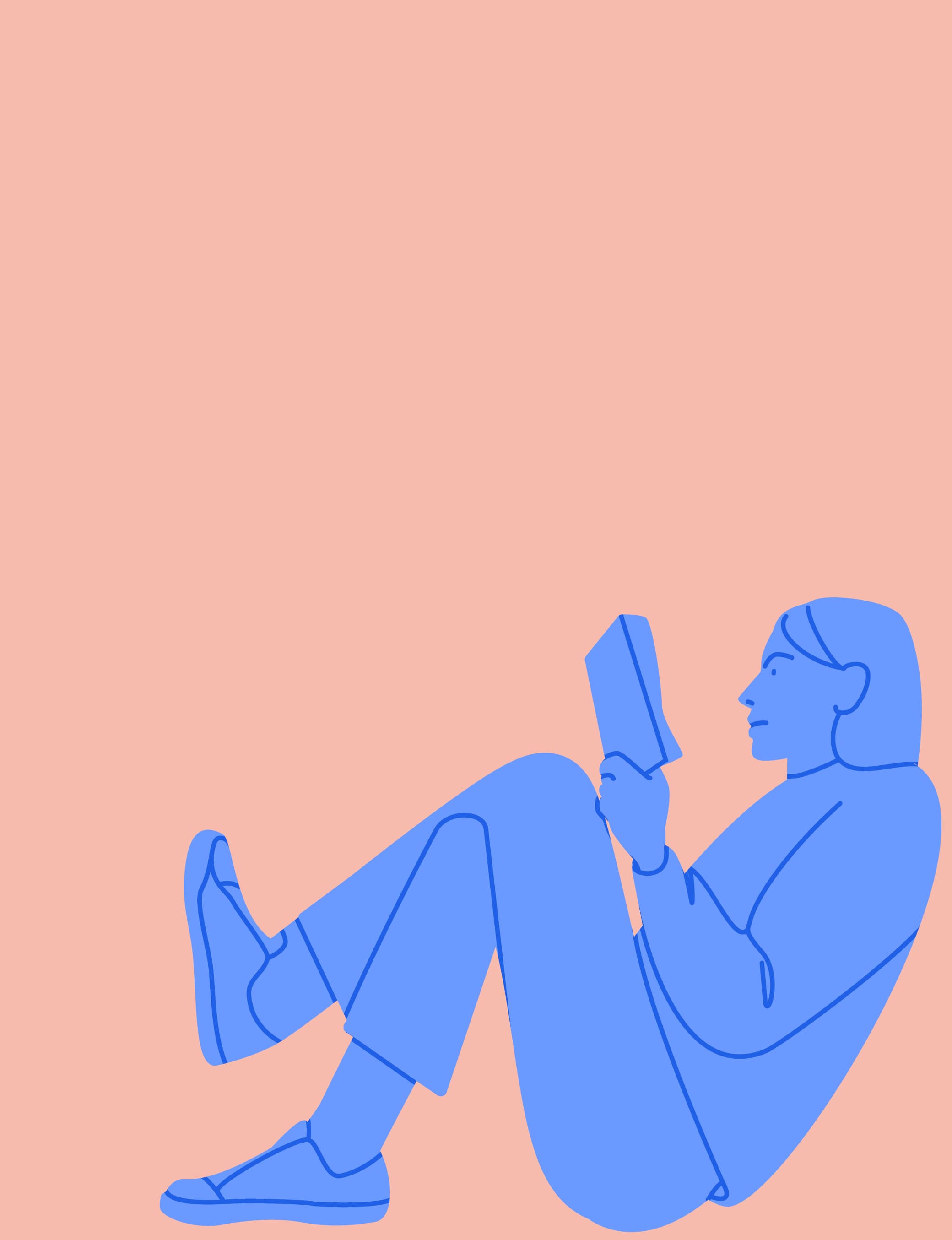 Illustration of a student reading a book