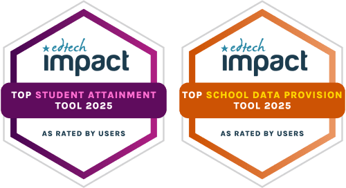 EdTech Impact badges for top student attainment and top school data provision tools 2025.