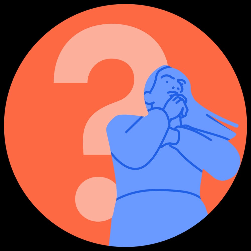 Illustration of person and a big question mark