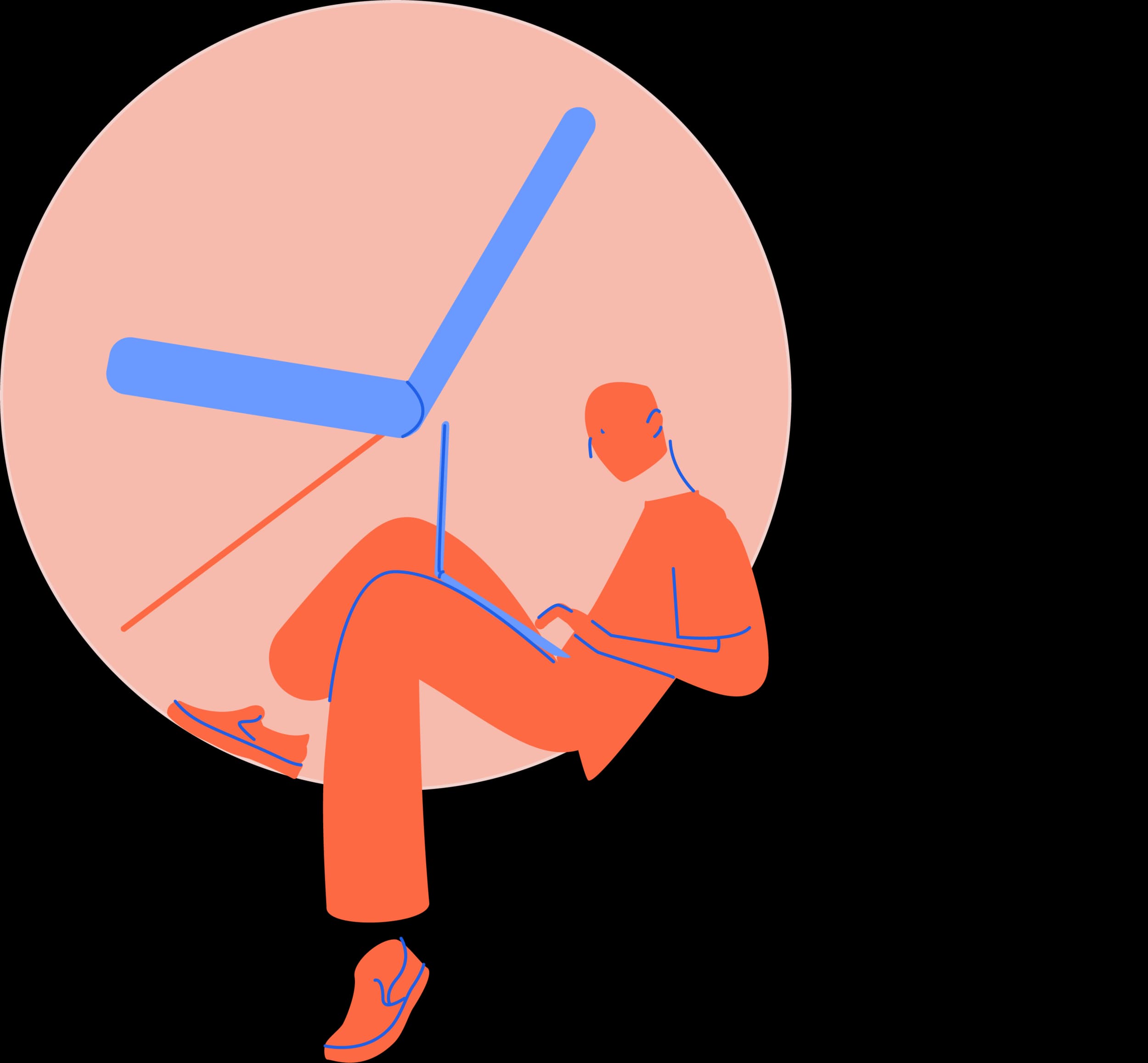 Illustration of a person working on a laptop