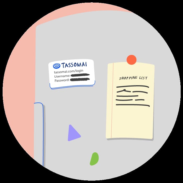 Fridge magnet with the Tassomai website address and login details