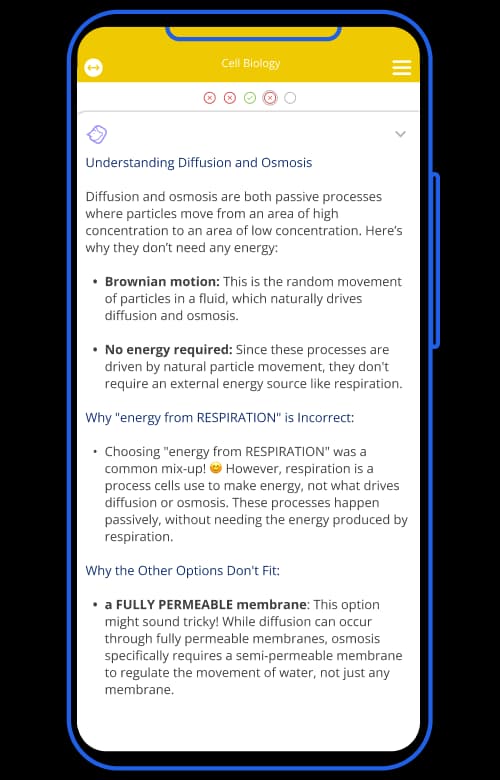 Mai's explanation of the diffusion question, shown in the Tassomai app