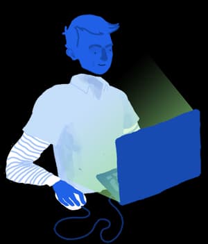 Boy on computer illustration