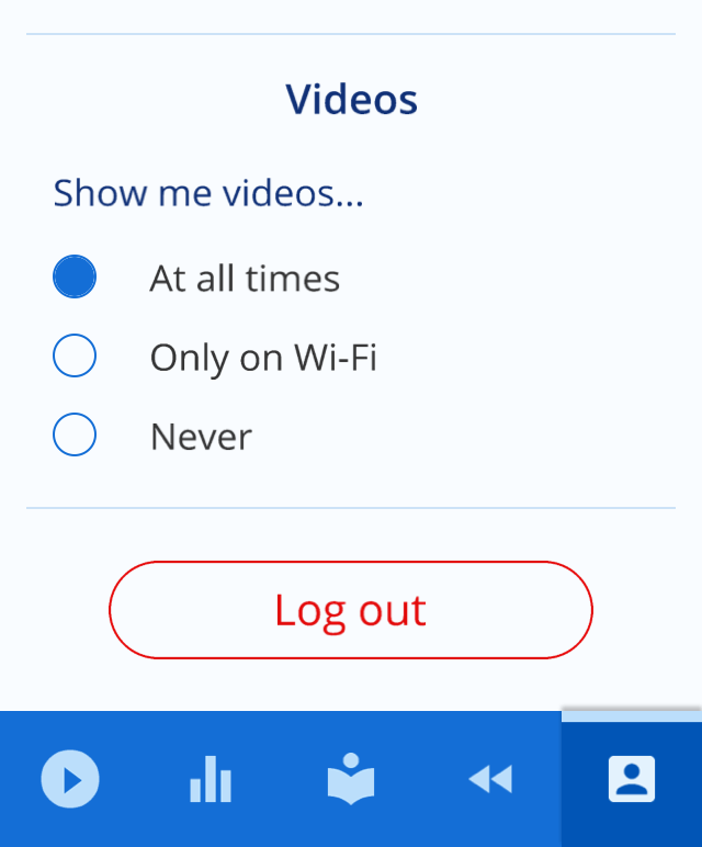 Tassomai app settings screen for choosing when videos play