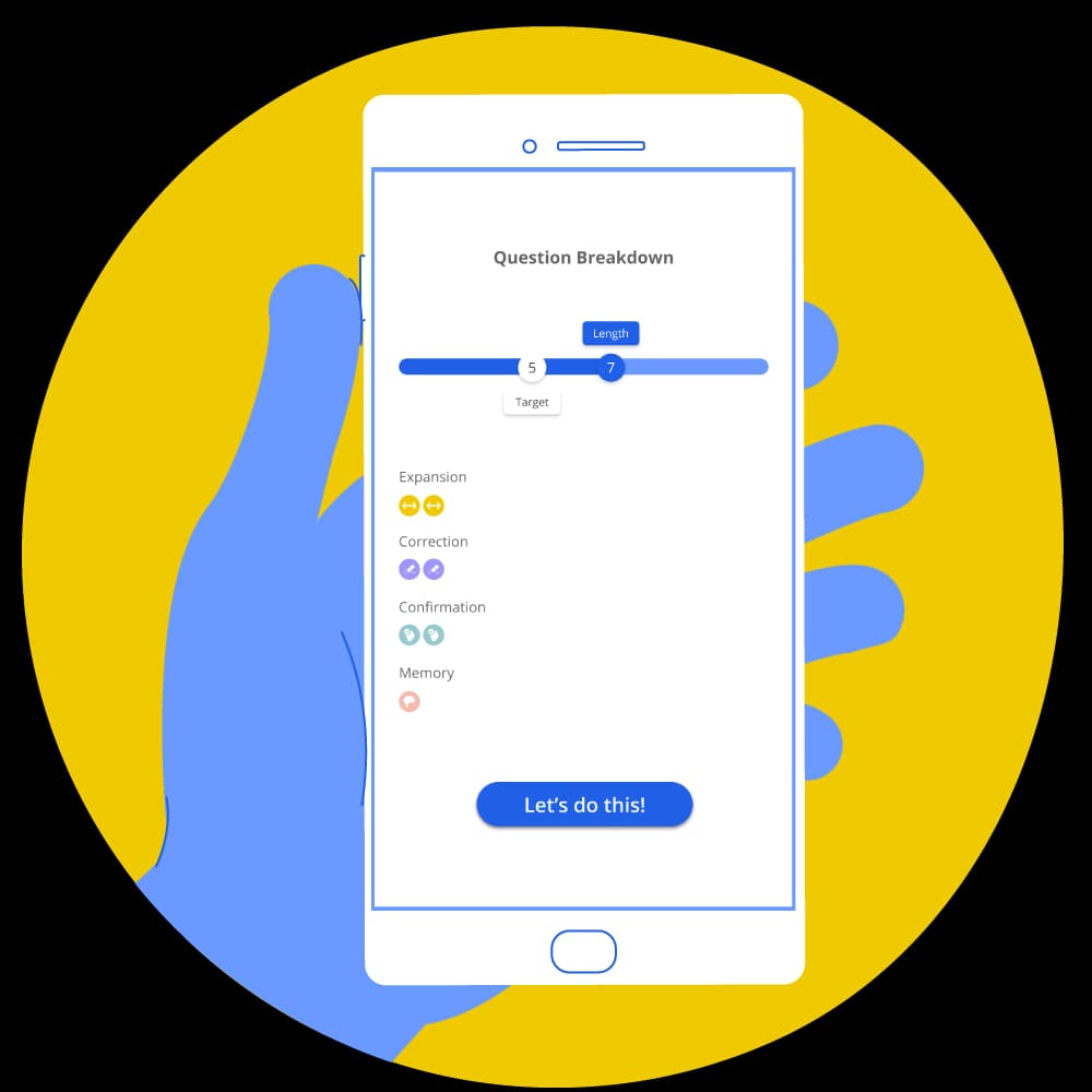 Breakdown of a Tassomai quiz on a mobile phone
