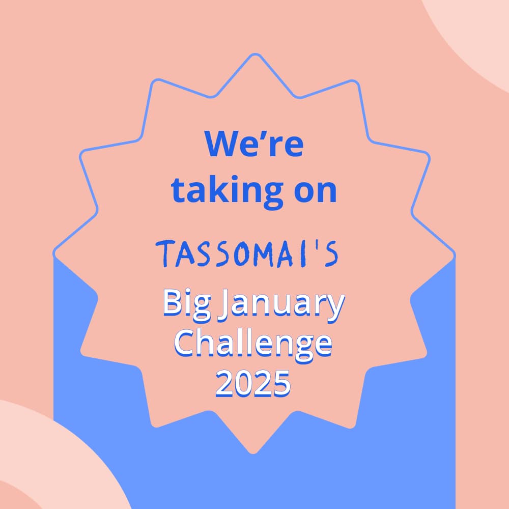 Star with text: We're taking on Tassomai's Big January Challenge 2025