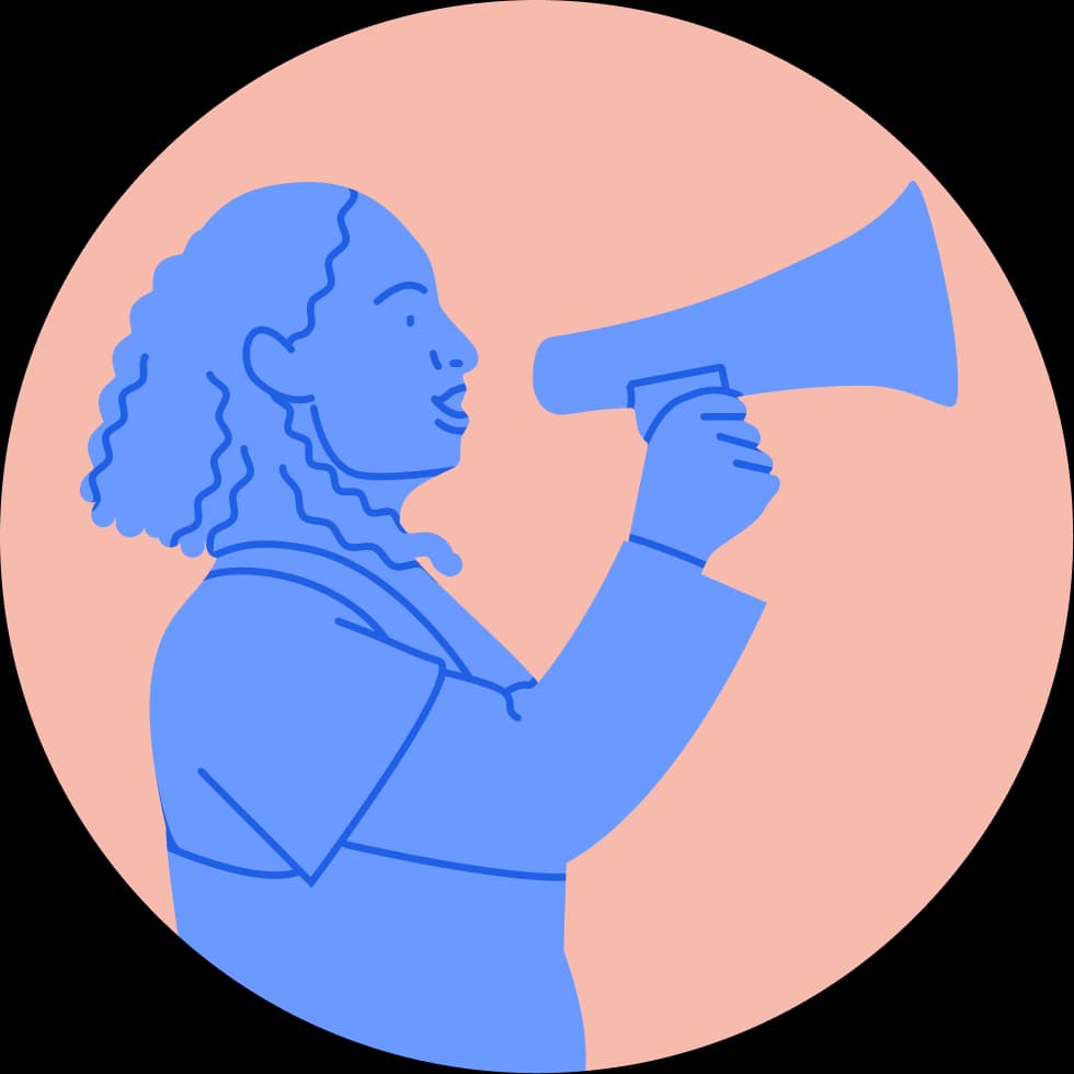 Illustration of a person with a loud speaker
