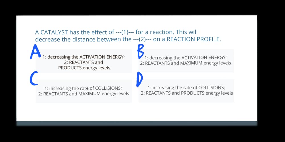Example Tassomai question about catalysts