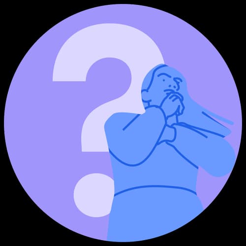 Person in front of a question mark