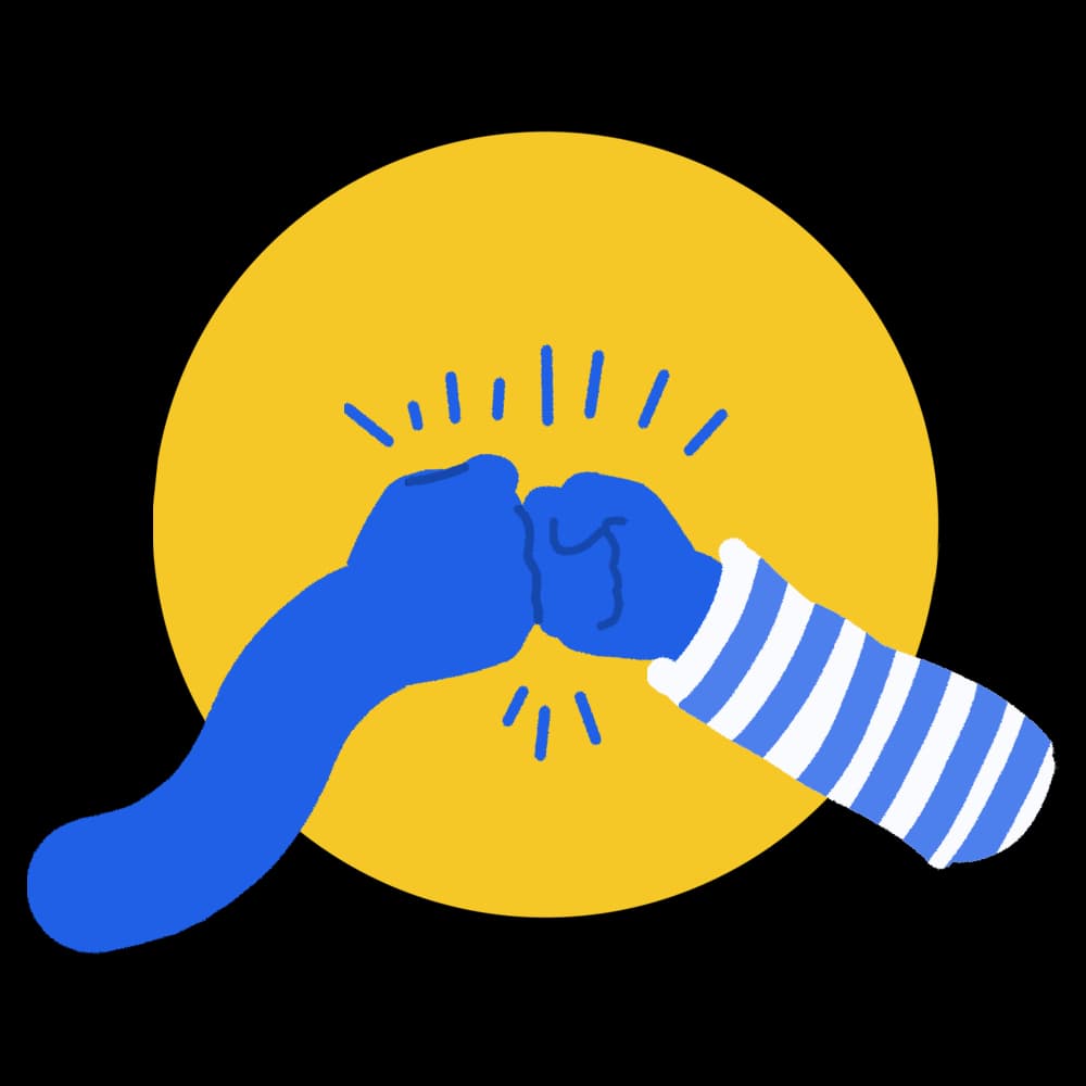 Two students bumping fists