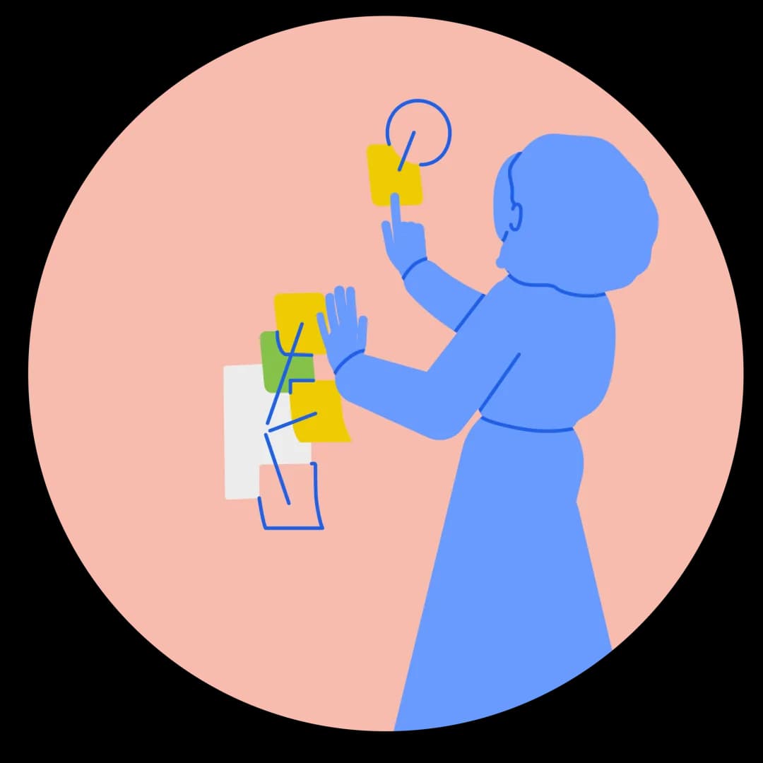 Illustration of a student planning revision with sticky notes