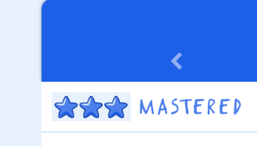 Animation of the new mastery stars above a quiz question
