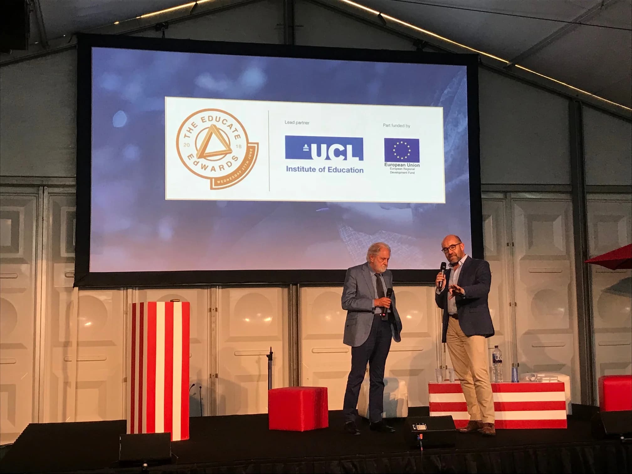 Lord David Puttnam and Lord Jim Knight compered the EDUCATE EdWARDS event.