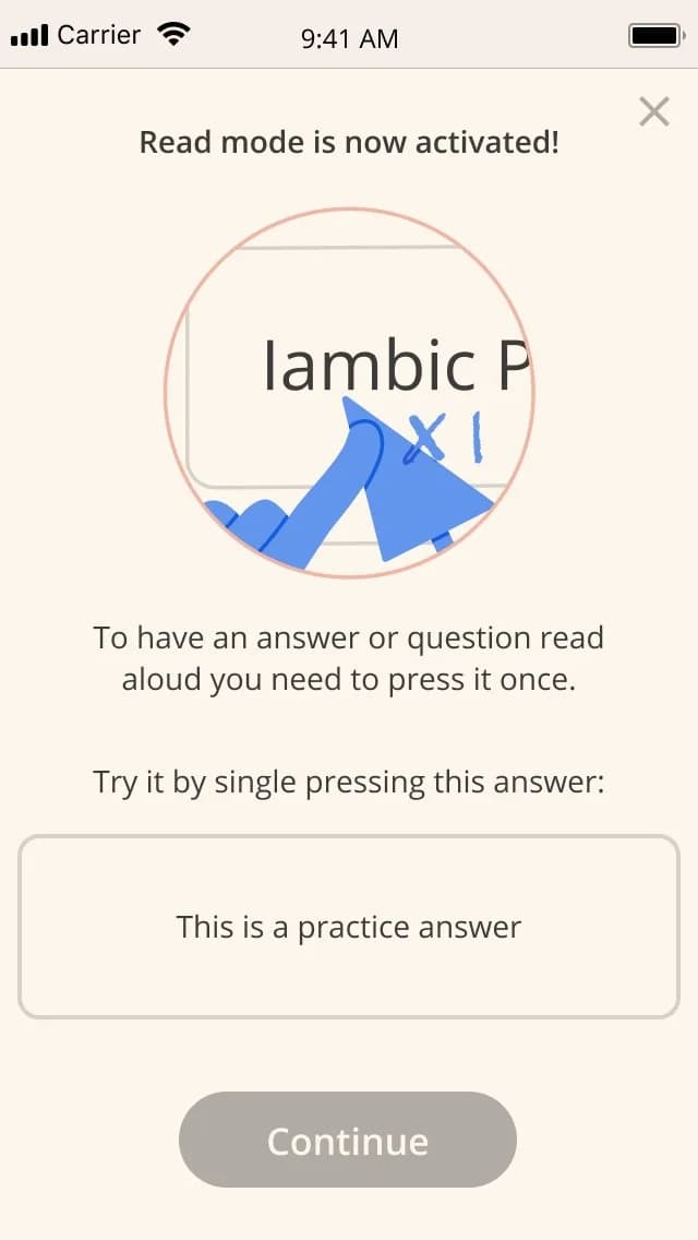 Tassomai question with the read-aloud icon on a phone