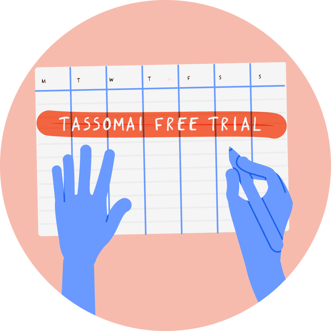 Tassomai free trial marked on a calendar