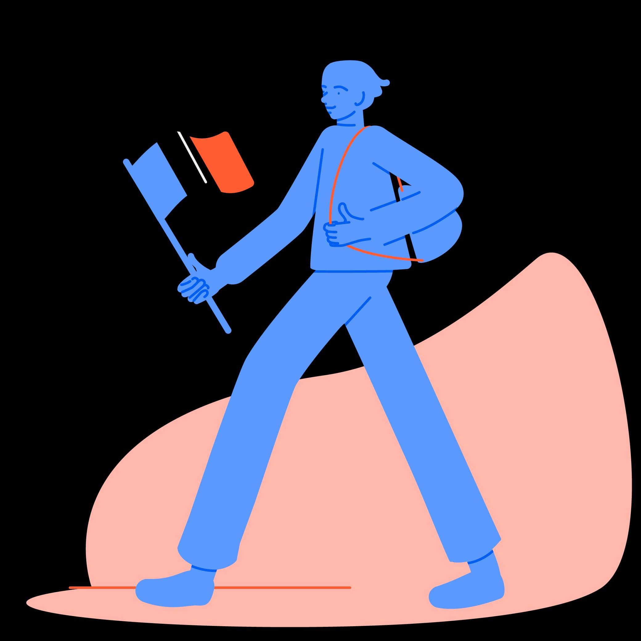 Student carrying the French flag