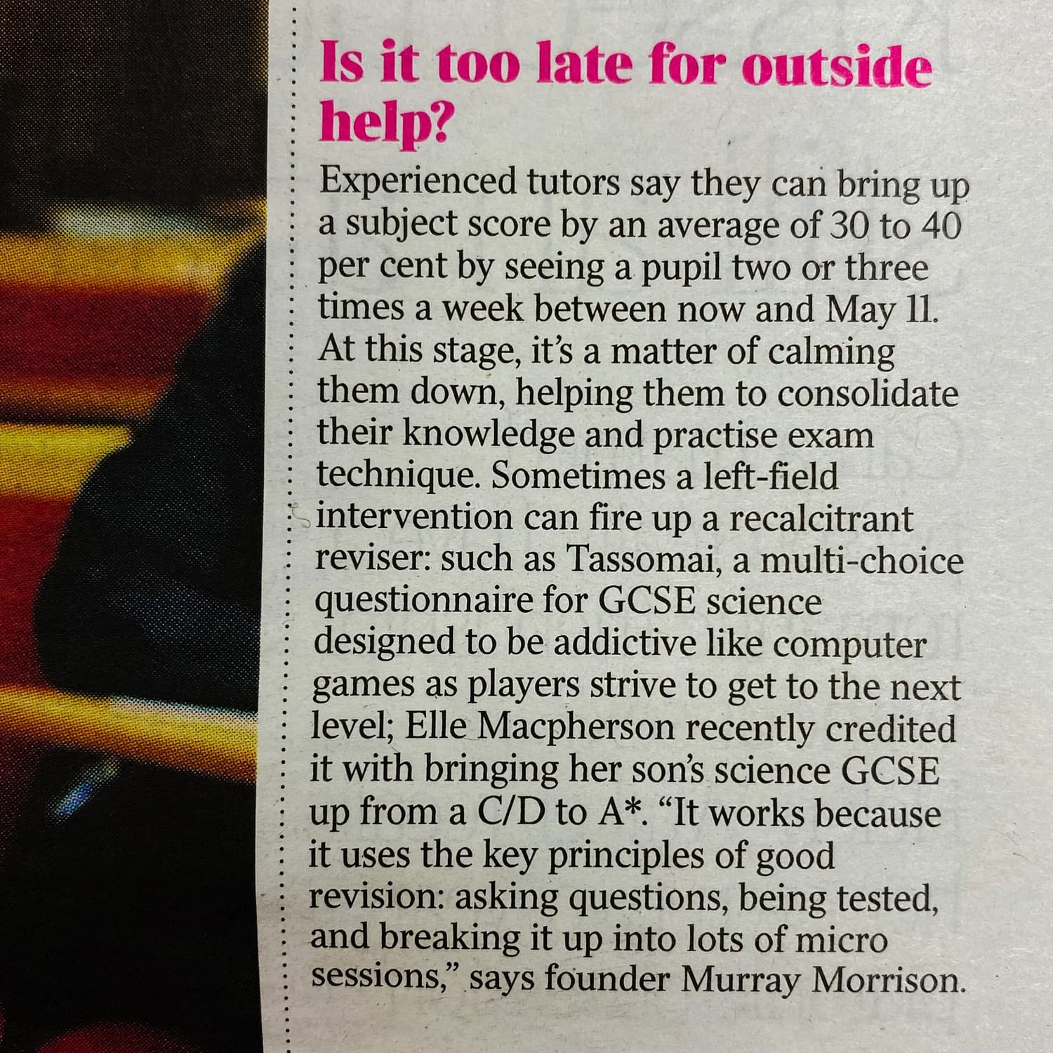 Clipping of The Times article: Is it too late for outside help?