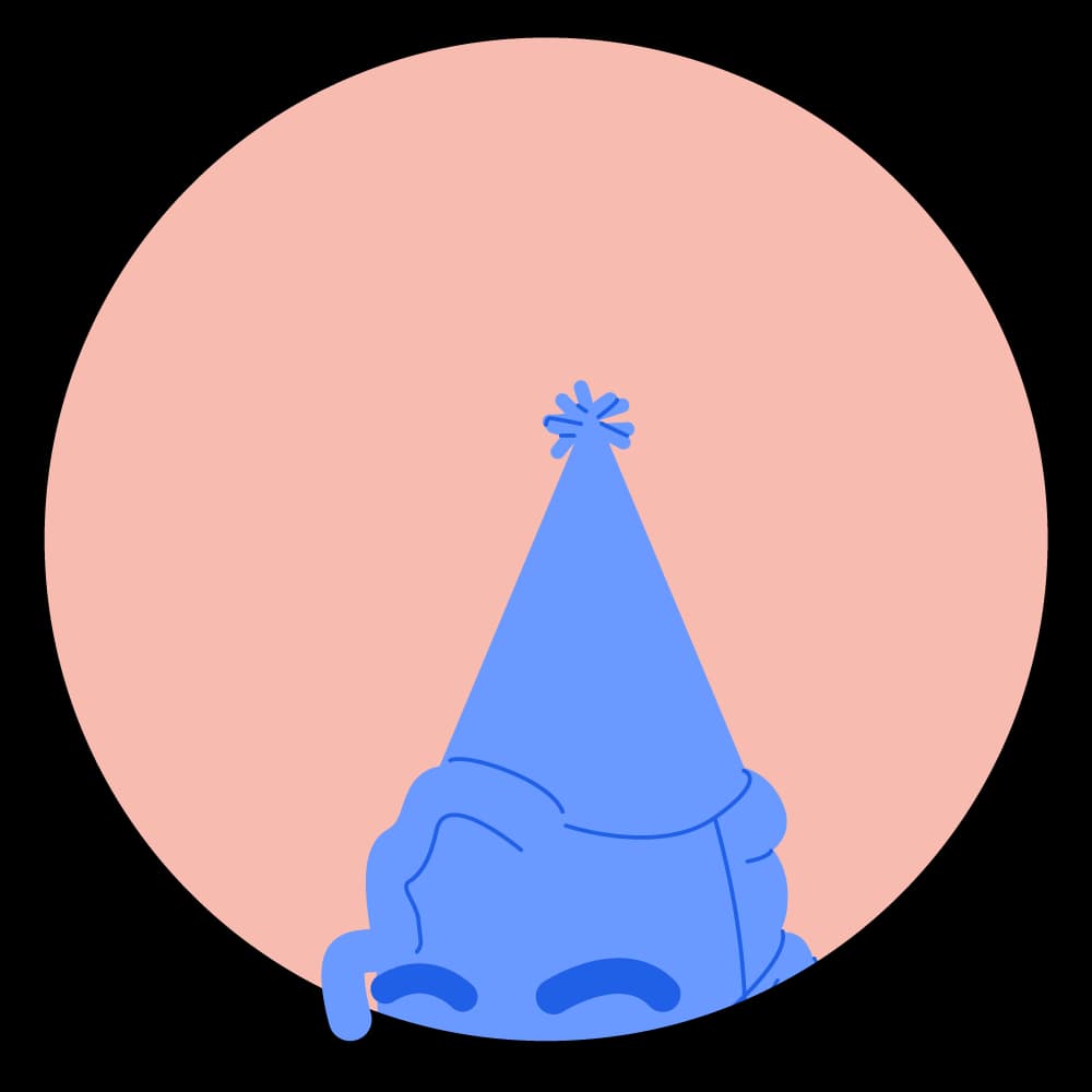 Student celebrating in a party hat
