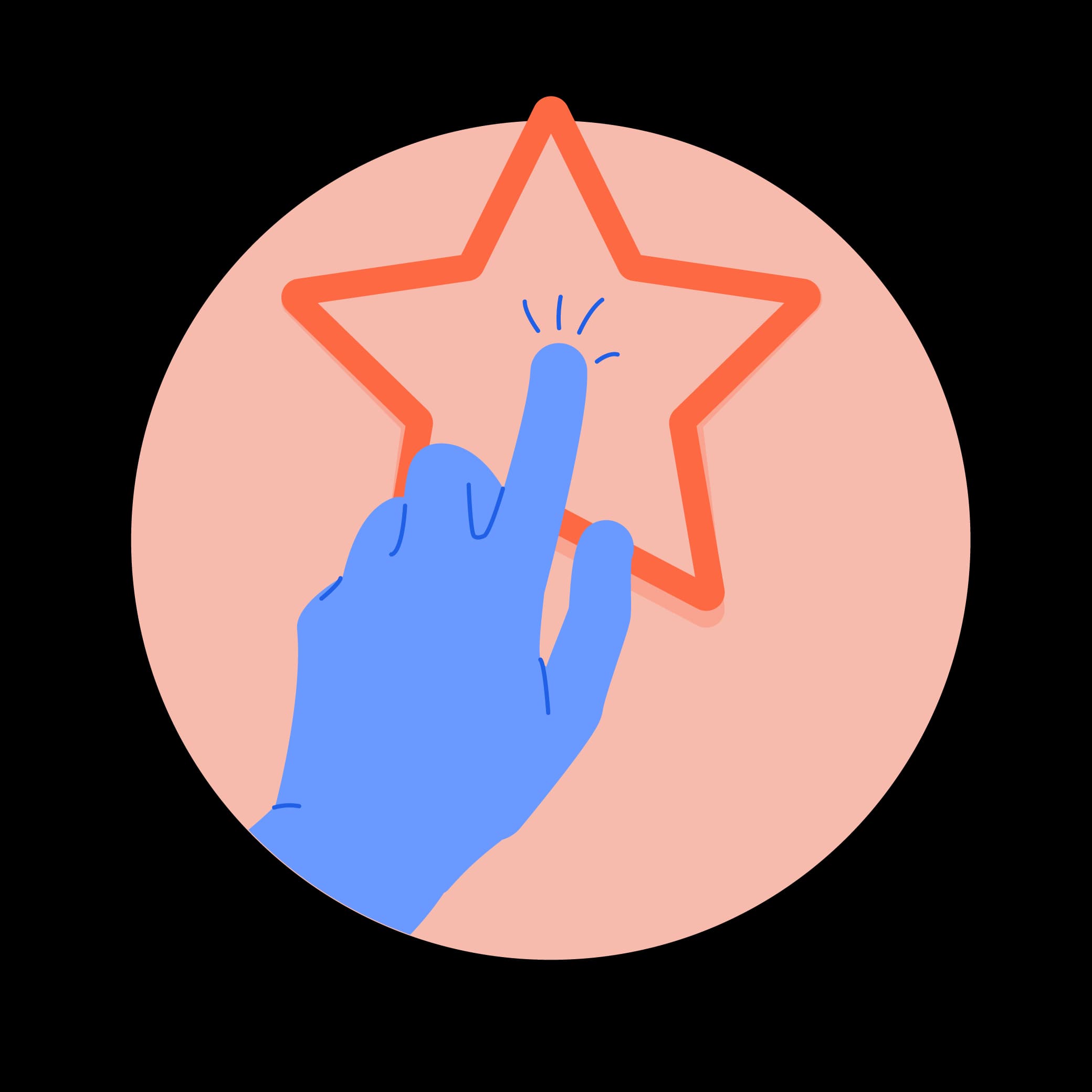 Hand touching a star