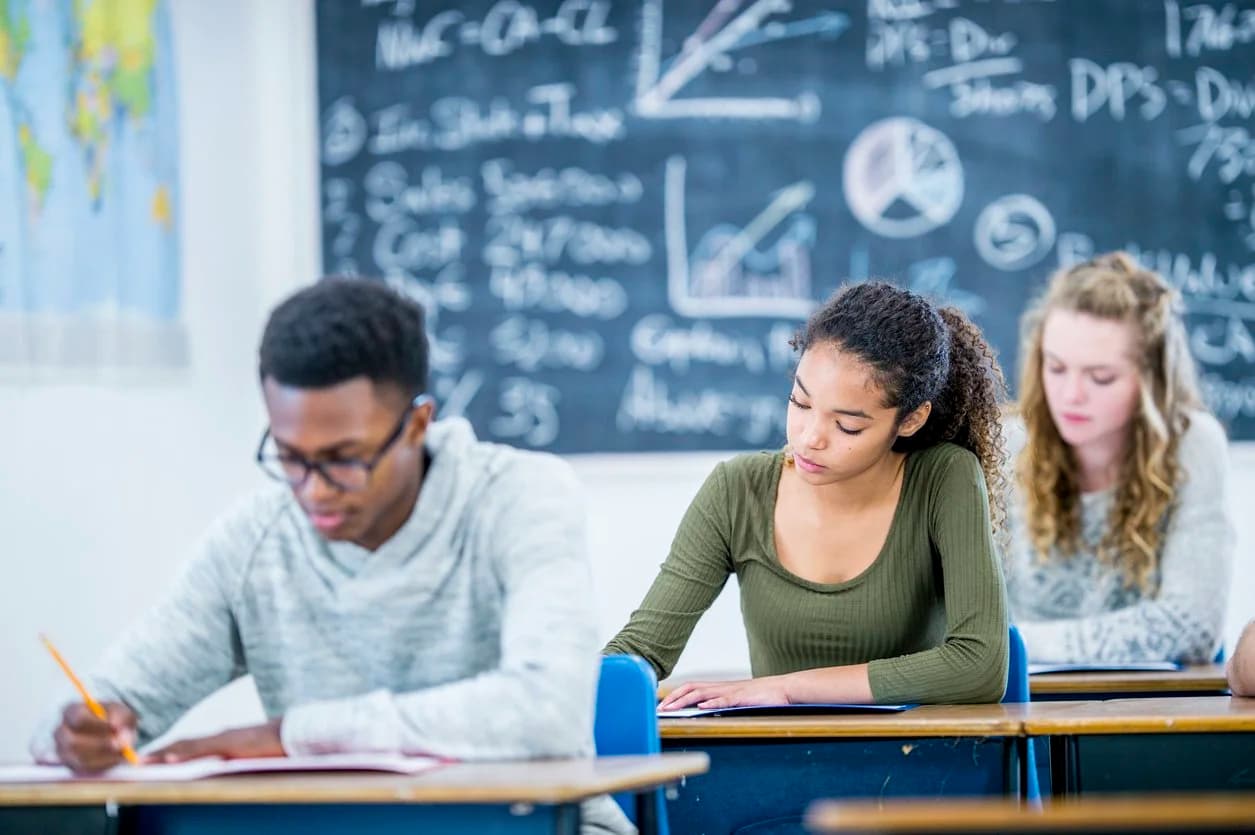 Students working in a classroom