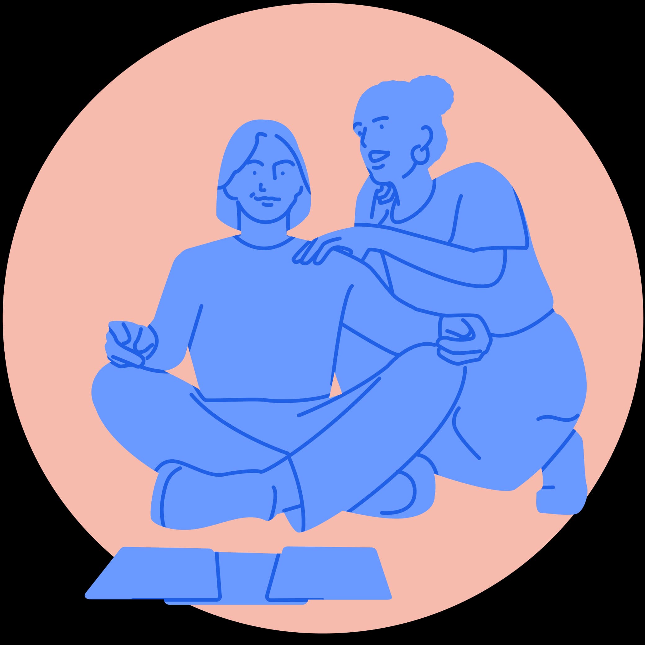 Illustration of a teacher supporting a student